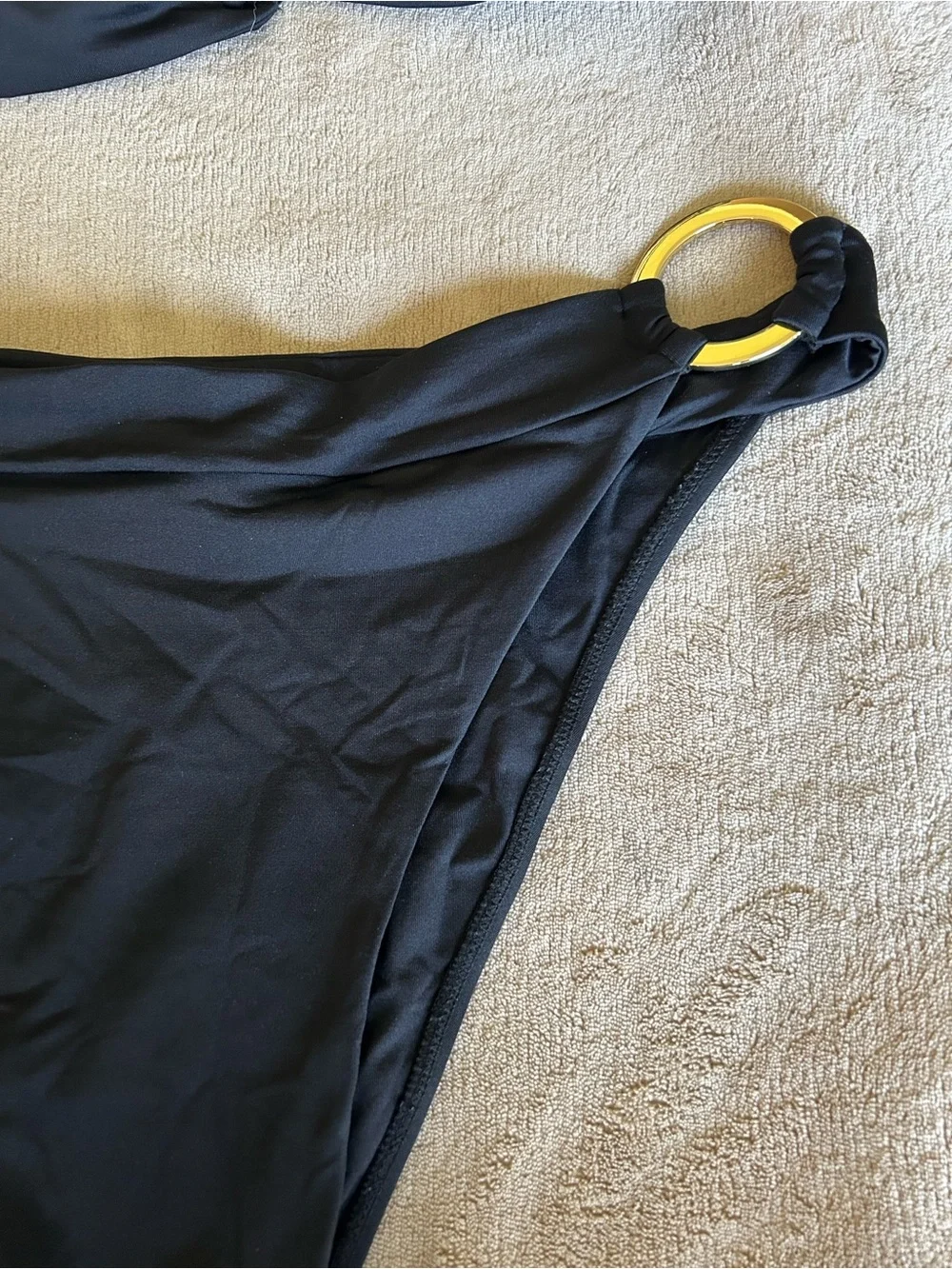 Monday Swimwear Antiqua Bikini Top and Bottom in Black. Women’s Large